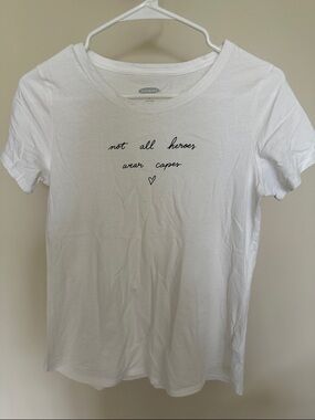 Old Navy White Tee with Black Script Heart